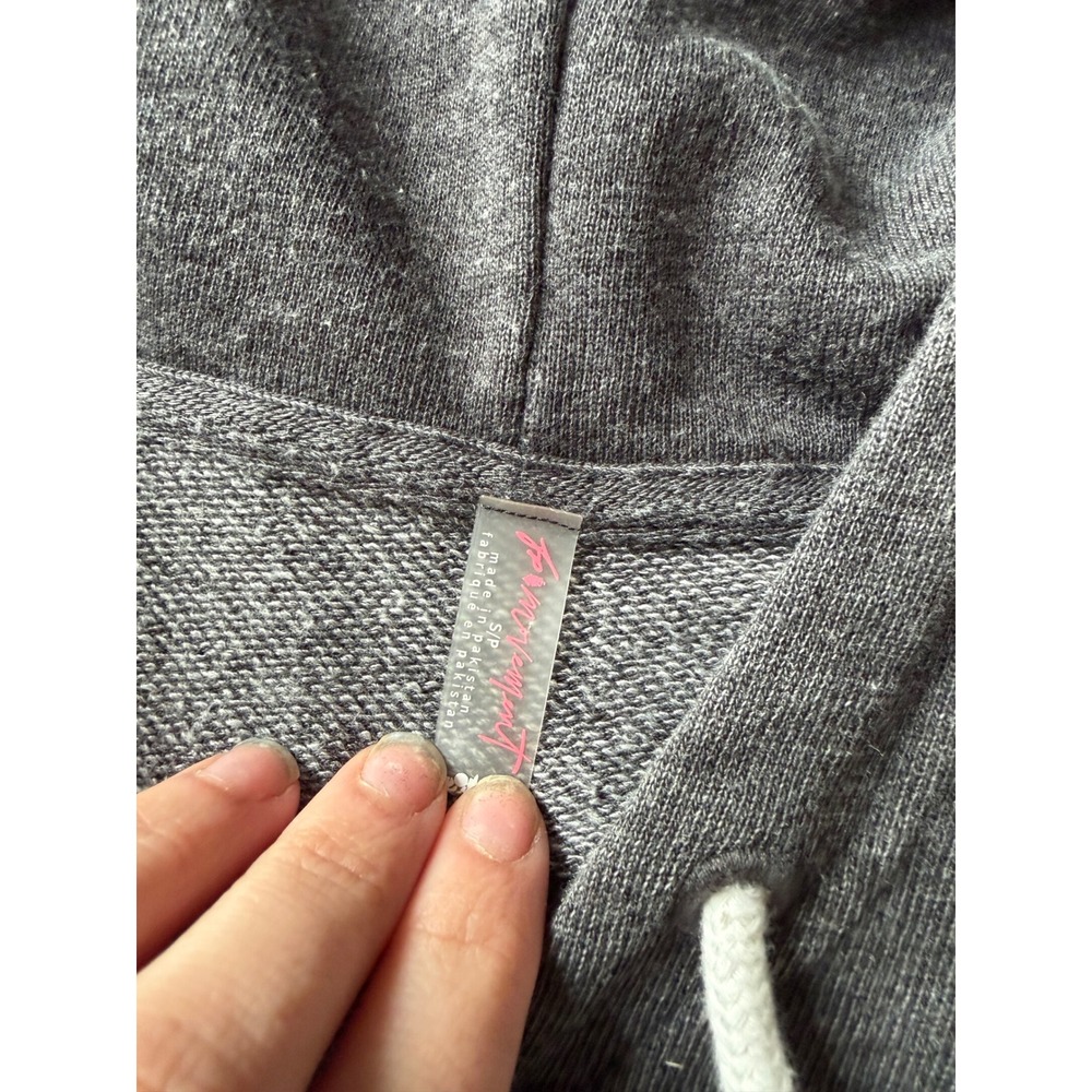 FP Movement Free People Charcoal Gray Cropped Hoodie Sweatshirt Small V-Neck - Picture 3 of 4